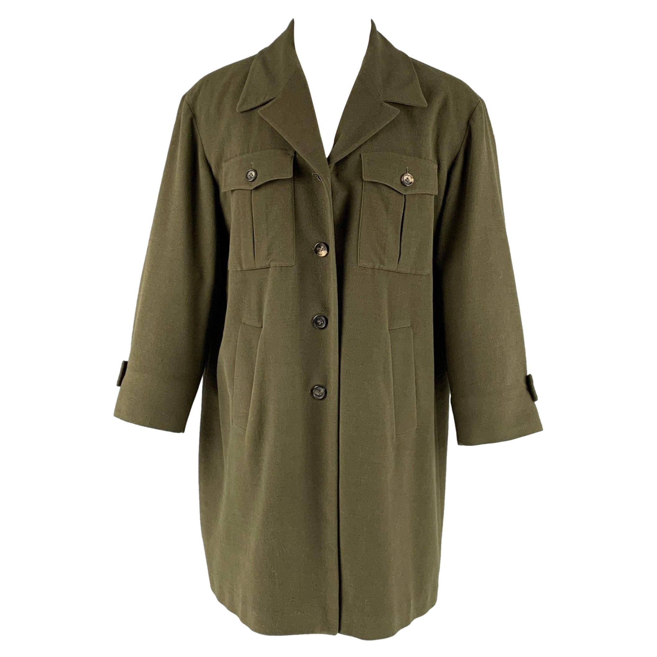 JIL SANDER Size 38 Green Lambswool Angora Coat For Sale