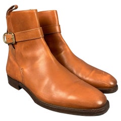 RALPH LAUREN Size 9 Camel Leather Ankle Strap Boots