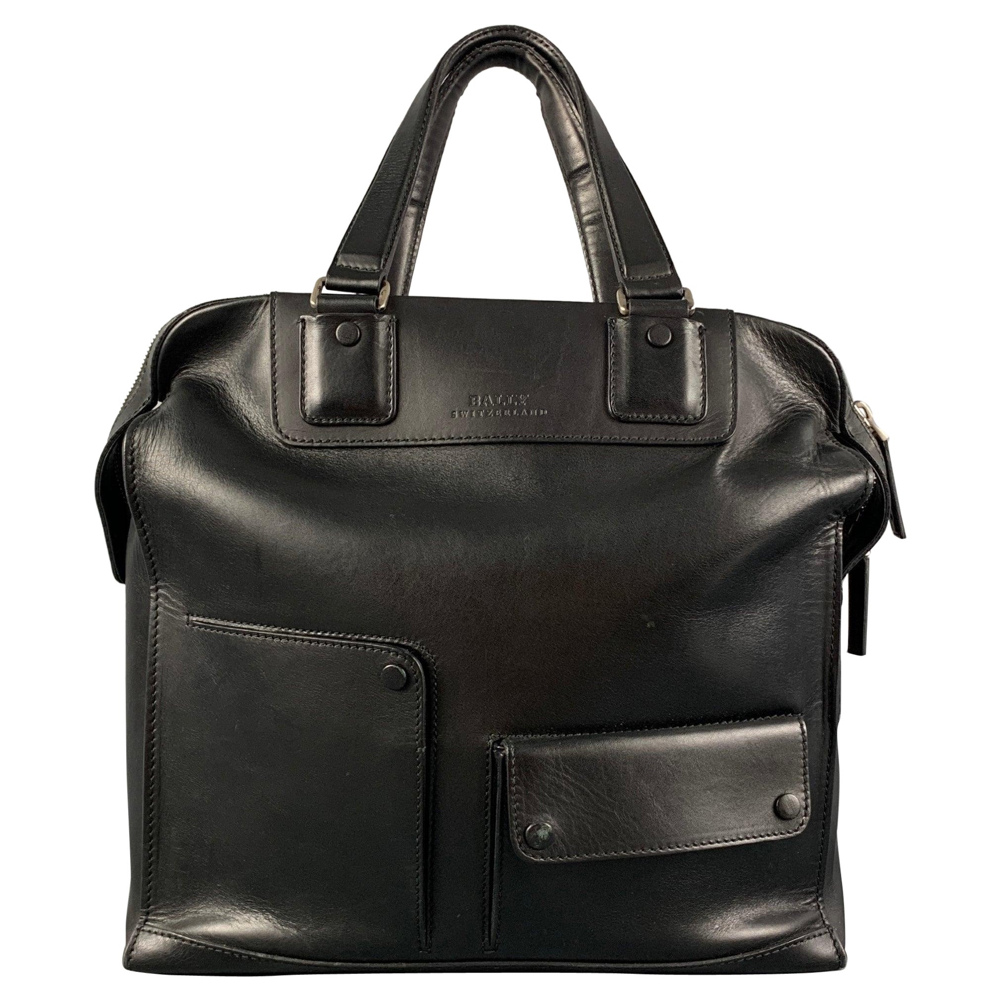 BALLY Black Leather Top Handles Tote Bag