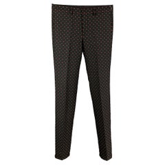 Givenchy Size 32 Black Red Rhombus Print Wool Blend Zip Fly Dress Pants