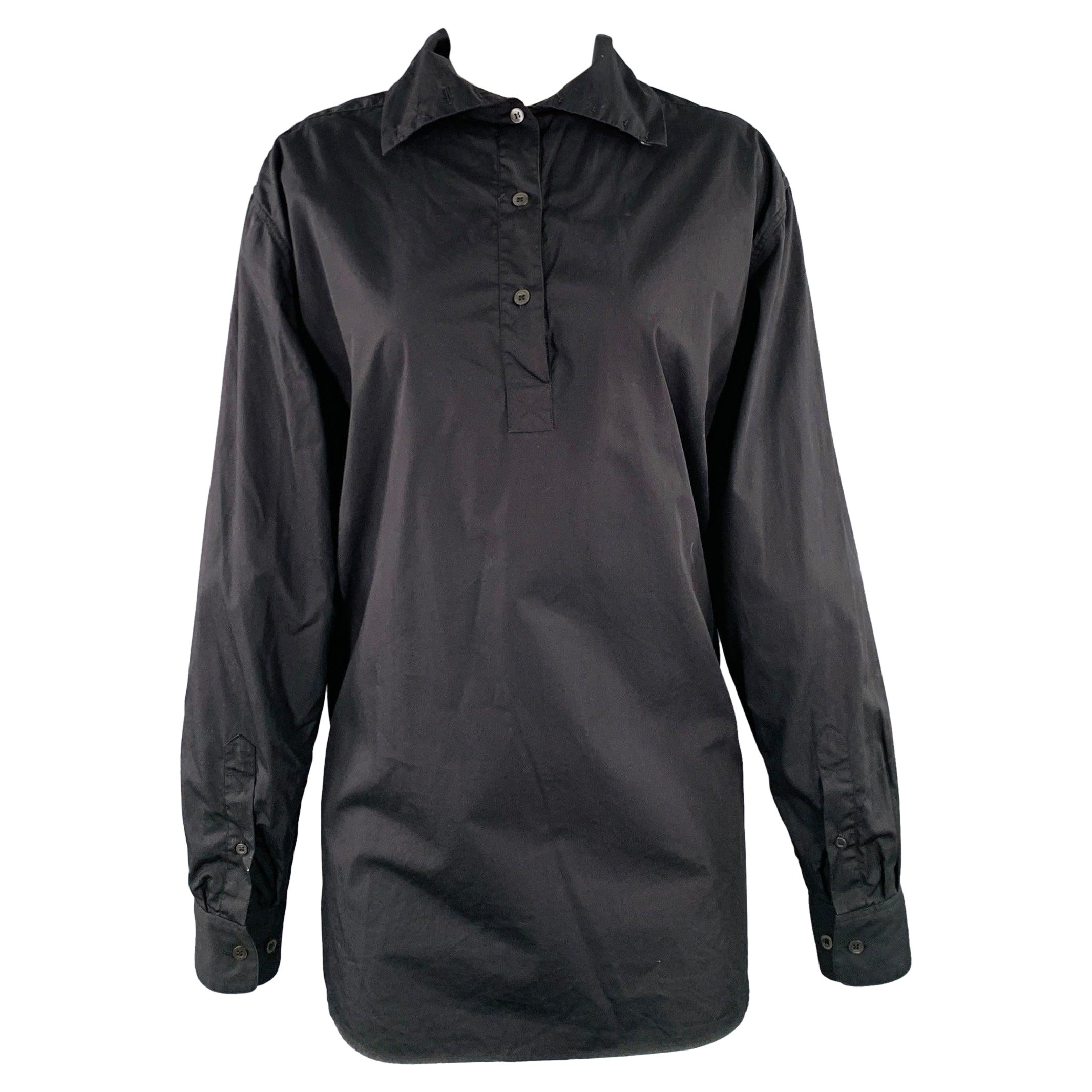 Dries van Noten taglia 4 - Vestito camicia con bottoni in cotone nero