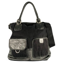 D&G by DOLCE & GABBANA Borsa Tote in pelle su tela nera e argento