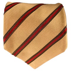 KITON cravate à rayures diagonales rouge taupe