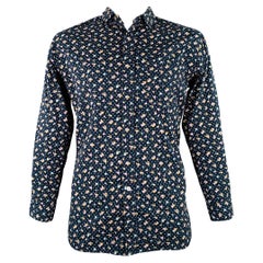ENGINEERED GARMENTS Size XL Black Pink Blue Floral Dots Long Sleeve Shirt