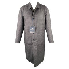 LARDINI Size 38 Axel Grey Navy Black Checkered Wool Reversible Coat