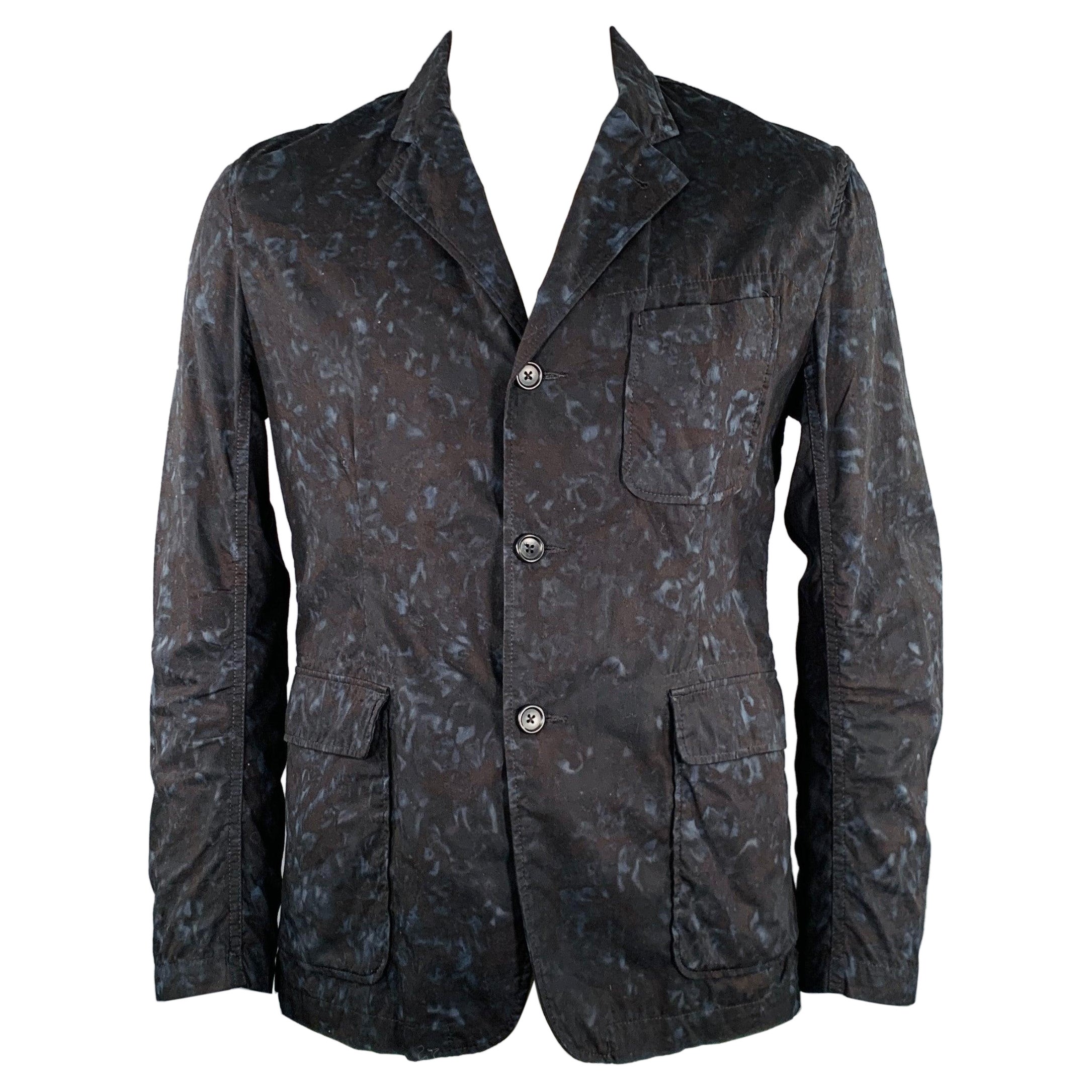 ENGINEERED GARMENTS Size L Black Blue Marbled Cotton Chore Jacket For Sale