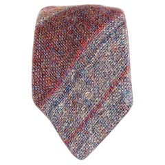 LIBERTY OF LONDON Blue Multi-Color Diagonal Stripe Wool Woven Tie