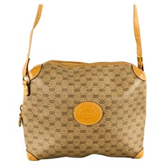 Gucci Beige Tan Monogram Borsa a tracolla in pelle Coates