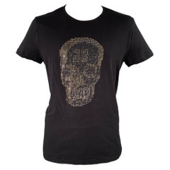 JOHN RICHMOND Taglia XXXL Maglietta girocollo in misto cotone con teschio e strass di colore nero