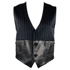 JOHN RICHMOND Taglia XL Gilet in lana gessato grigio e nero con tessuti misti