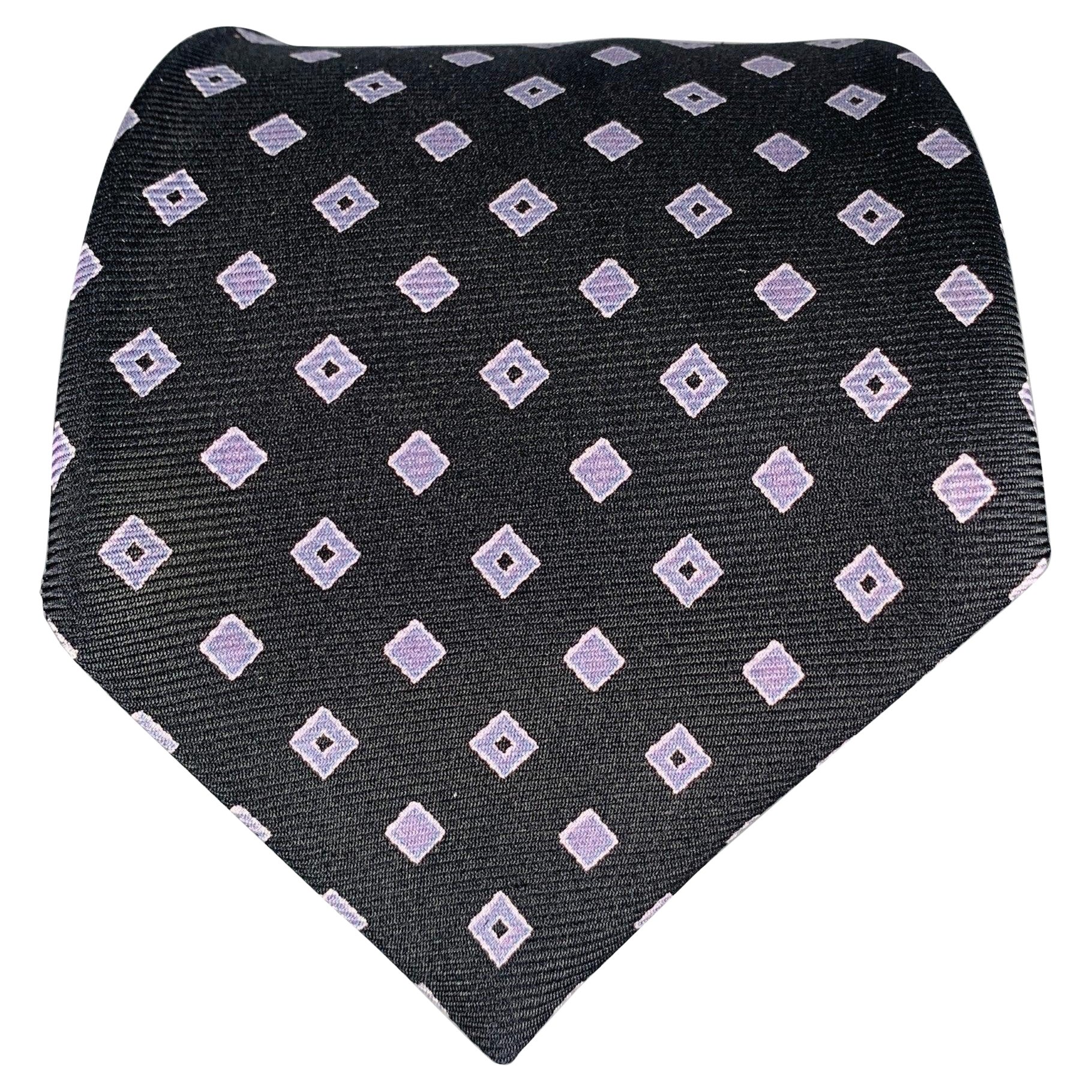 KITON Schwarze lila Diamant-Seidenkrawatte im Angebot