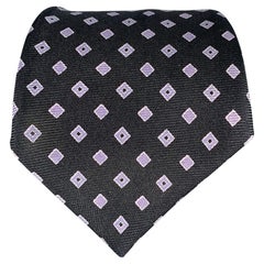 KITON Black Purple Diamond Silk Tie