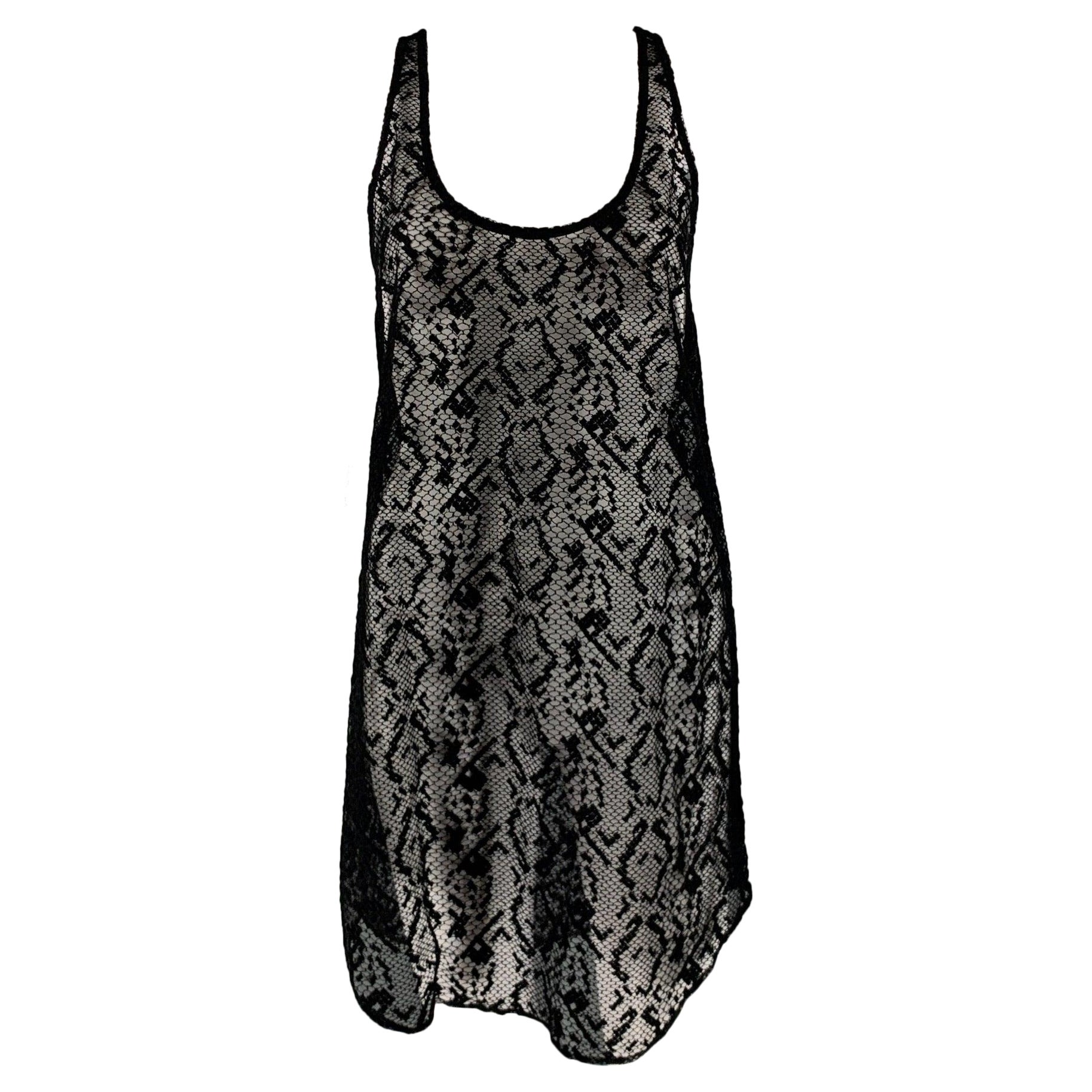 Dries van Noten Taglia 6 Vestito a canotta in pizzo nero