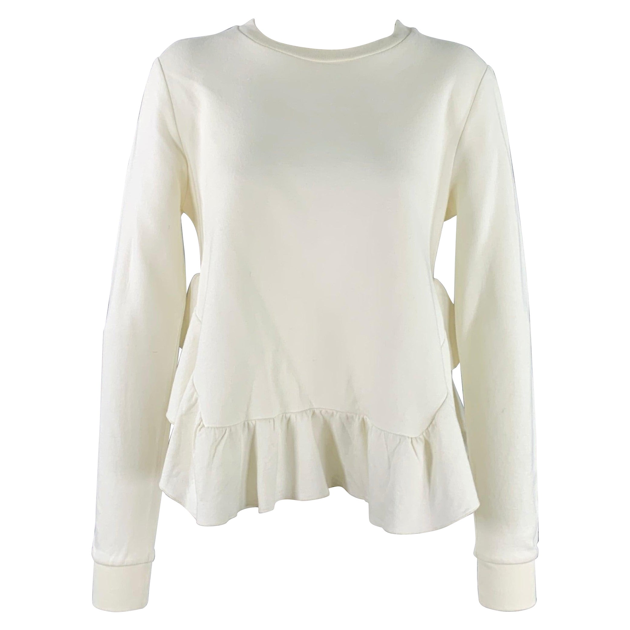 STELLA McCARTNEY Taille 2 - Haut casual à manches longues à volants en coton mélangé crème