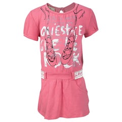 John Galliano Pink Printed Cotton Jersey T-Shirt Dress 9 Months