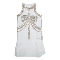 Roberto Cavalli Angels White Sequin Embellished Pleated Dress 10 Yrs