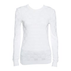 Balmain White Maglione girocollo a scacchi S. S. White