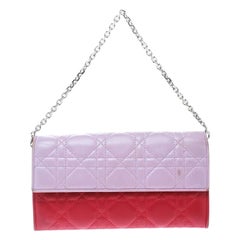 Dior Two Tone Pink Cannage Leather Lady Dior Rendez-Vous Wallet