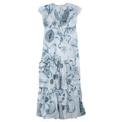 Roberto Cavalli Angels White Printed Tiered Maxi Dress 10 Yrs