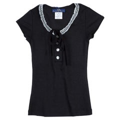 Roma e Tosca Black Lace Trim Tshirt 8 Yrs