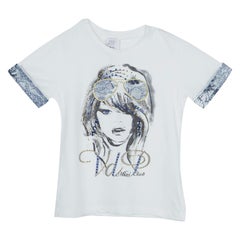 VDP White Swarovski Embellished Printed Tshirt 12 Yrs