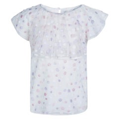 Dior White Mesh Multicolor Polka-Dot Embroidered Top 10 Yrs