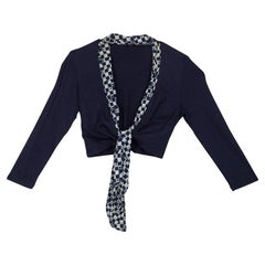 Roma e Tosca Navy Blue Printed Trim Bolero Top 12 Yrs