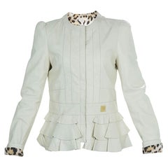 Roberto Cavalli Angels Cream Frill Detail Leather Jacket 12 Yrs