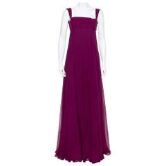 Yves Saint Laurent Edition Soir Purple Silk Chiffon Sleeveless Gown S