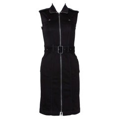 Burberry Brit Black Denim Belted Zipper Front Short Dress S
