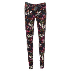 Alice + Olivia Black Floral Printed Denim Skinny Fit Jeans S