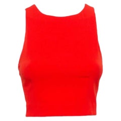 Alice + Olivia Red Crepe Lace Trim Detail Sleeveless Poppy Crop Top XS