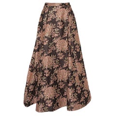 Alice + Olivia Brown Lúrex Jacquard Floral Plisado Maxifalda Rachelle S