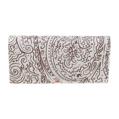 Etro - Portefeuille continental en toile enduite, imprimé Paisley, blanc/brun