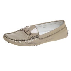 Tod's Grey Patent Leather Slip on Loafers Size 40.5