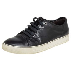 Lanvin Black Leather Low Top Sneakers Size 41