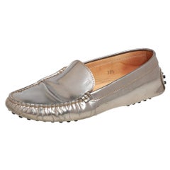 Tod's Silver Patent Leather Slip On Loafers Size 36.5