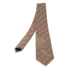 Givenchy Vintage Beige Patterned Silk Jacqaurd Tie