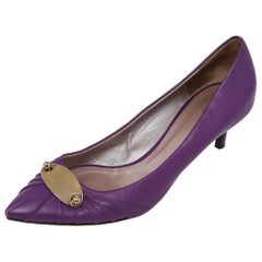 Versace Purple Leather Pointed Toe Pumps Size 41