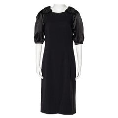 Dolce & Gabbana Black Crepe Bow Detail Sheath Dress M