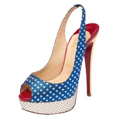 Christian Louboutin Metallic Fabric Miss America Slingback Pumps Size 36