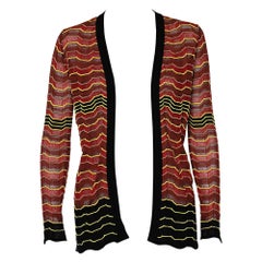 M Missoni Burnt Orange Patterned Knit Open Front Cardigan S