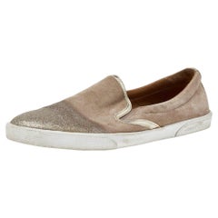 Jimmy Choo Gold Suede And Leather Slip on Sneakers Size 37