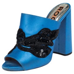 Rochas Mules ornées de satin bleu, taille 36