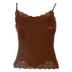 Ralph Lauren Brown Knit Lace Detailed Sleeveless Camisole S