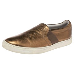 Lanvin Metallic Gold Leather Slip On Sneakers Size 37