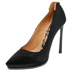 Lanvin Black Satin Pointed Toe Pumps Size 37