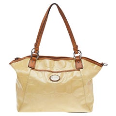 Coach Cream Signature Patent Leather Peyton Tote