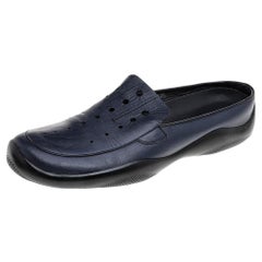 Prada Blue Leather Driving Slip On Loafers Size 38.5