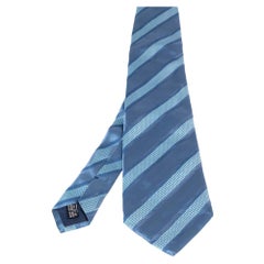 Salvatore Ferragamo Blue Multistriped Silk Tie